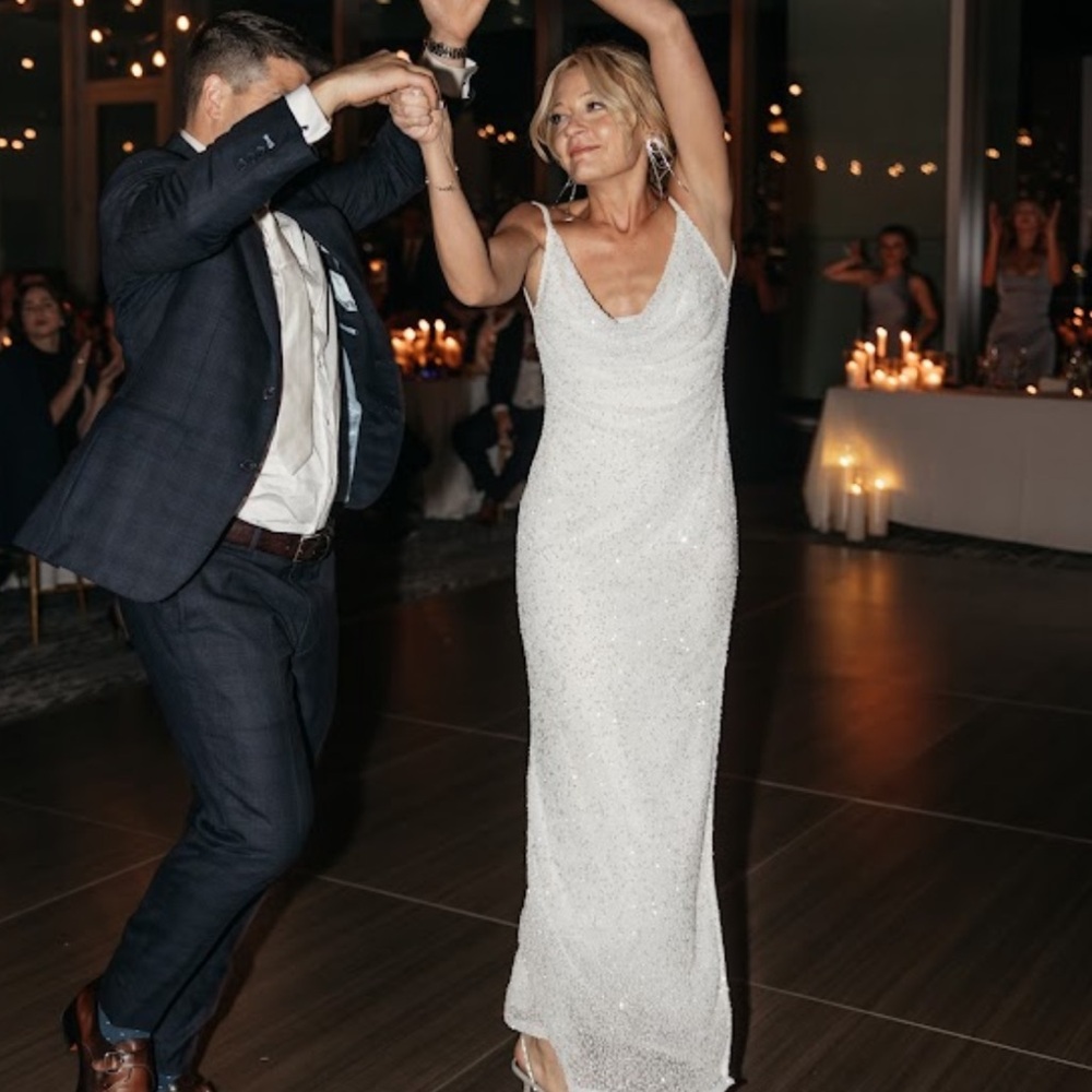 White Beaded, Low Back Gown